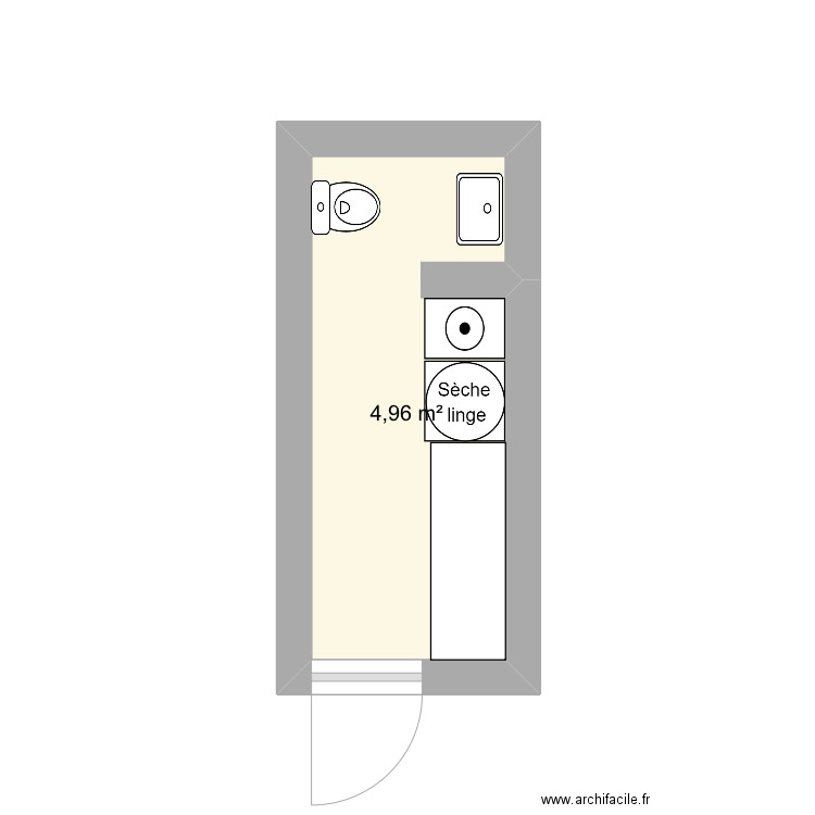 Buanderie. Plan de 1 pièce et 5 m2