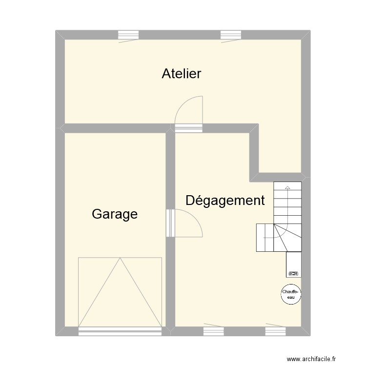 ausseur ss sol. Plan de 3 pièces et 53 m2