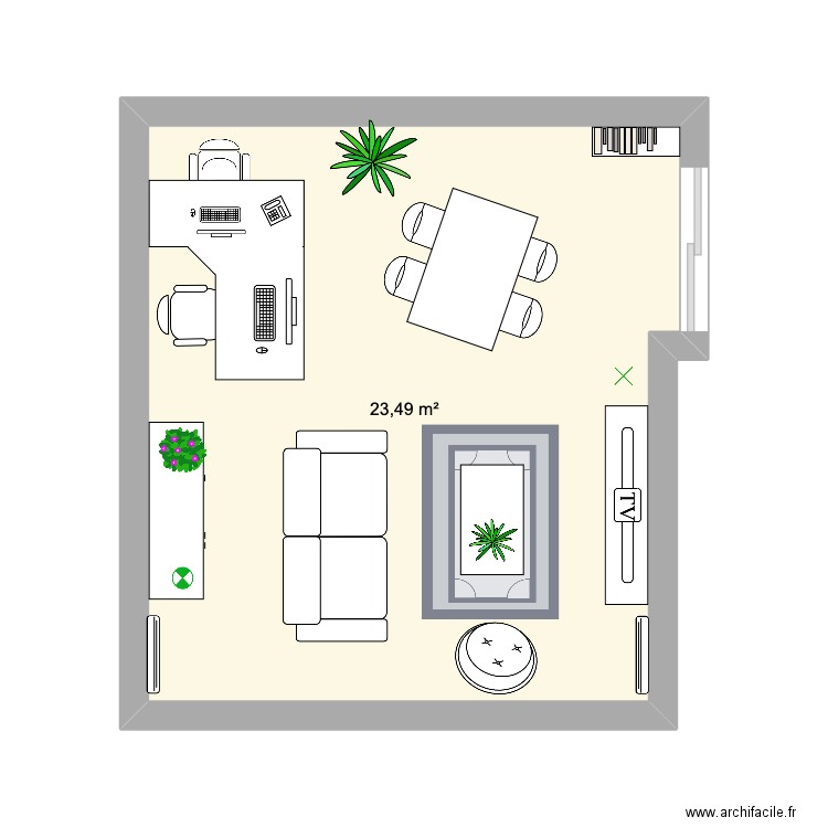 Salle Valentin TER. Plan de 1 pièce et 23 m2