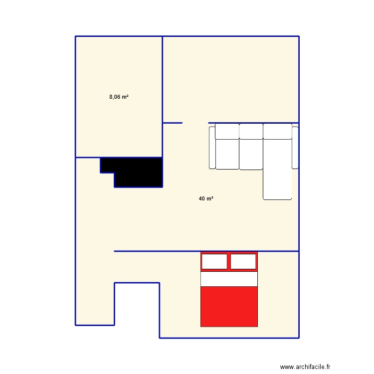 70mcarré. Plan de 3 pièces et 49 m2