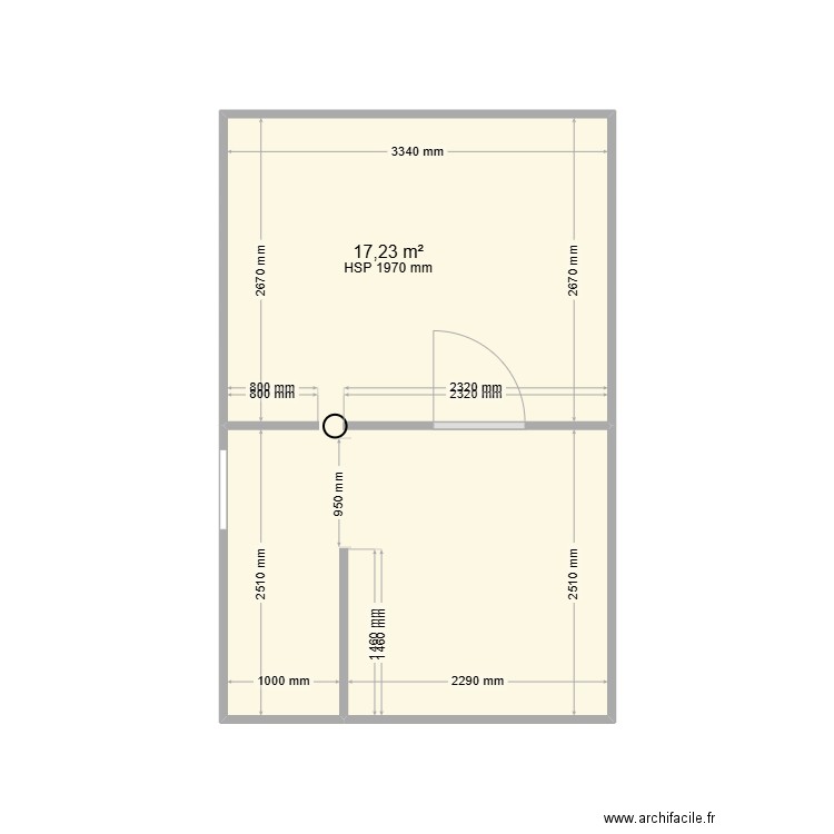 centre St à Pierre. Plan de 1 pièce et 17 m2