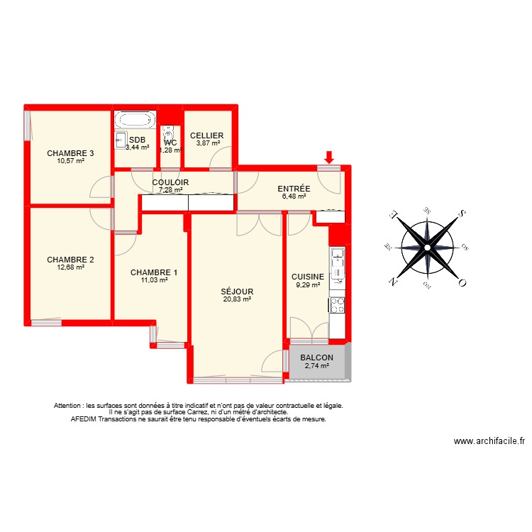 BI 13871 -. Plan de 15 pièces et 96 m2