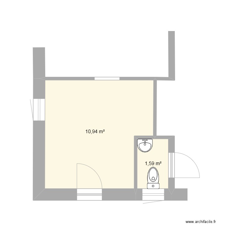 BUANDERIE. Plan de 2 pièces et 13 m2