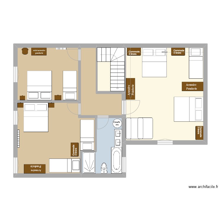 Aménagement Etage LGDV janv 2025. Plan de 6 pièces et 82 m2