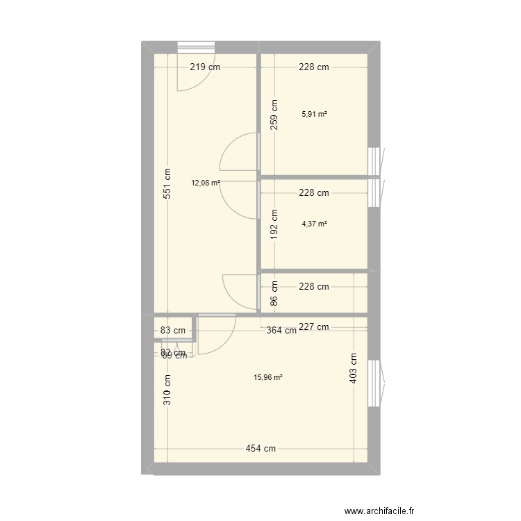 LA CHAPELLE. Plan de 4 pièces et 38 m2