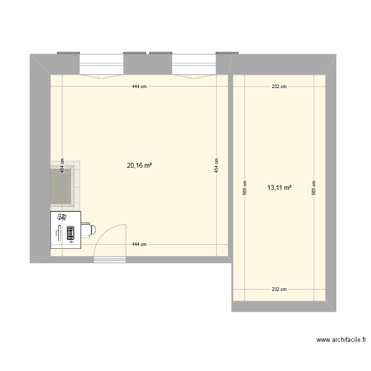 chambre3. Plan de 2 pièces et 33 m2