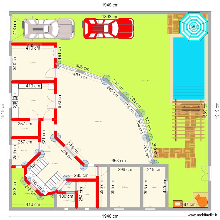 mon plan rural. Plan de 14 pièces et 333 m2