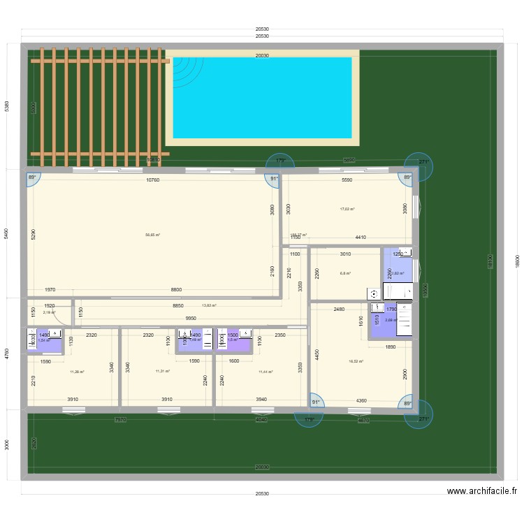 plan st philippe. Plan de 15 pièces et 345 m2