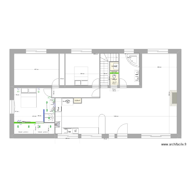 plan maison 2 . Plan de 4 pièces et 2 m2