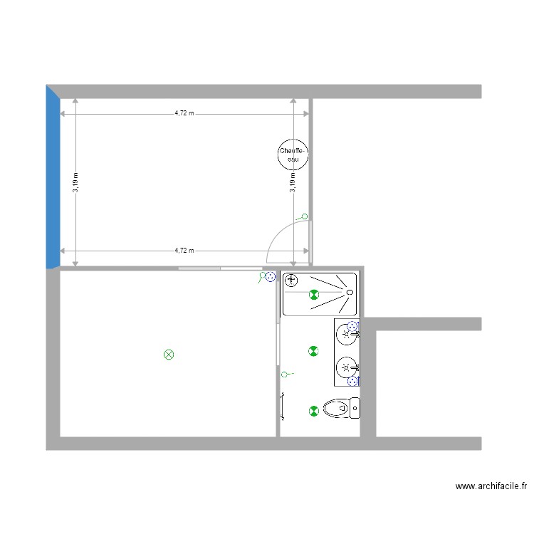 DR BACHY. Plan de 3 pièces et 33 m2