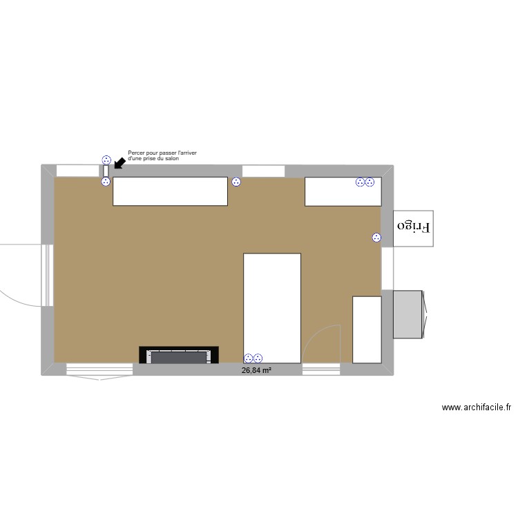 sonnac  cuisine electricité. Plan de 1 pièce et 27 m2