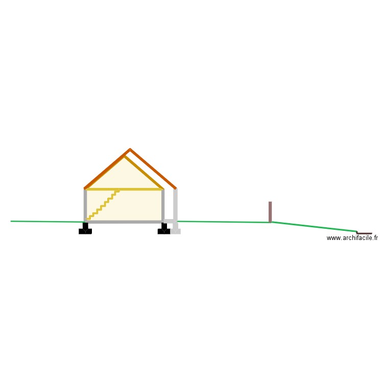 coupe. Plan de 3 pièces et 27 m2