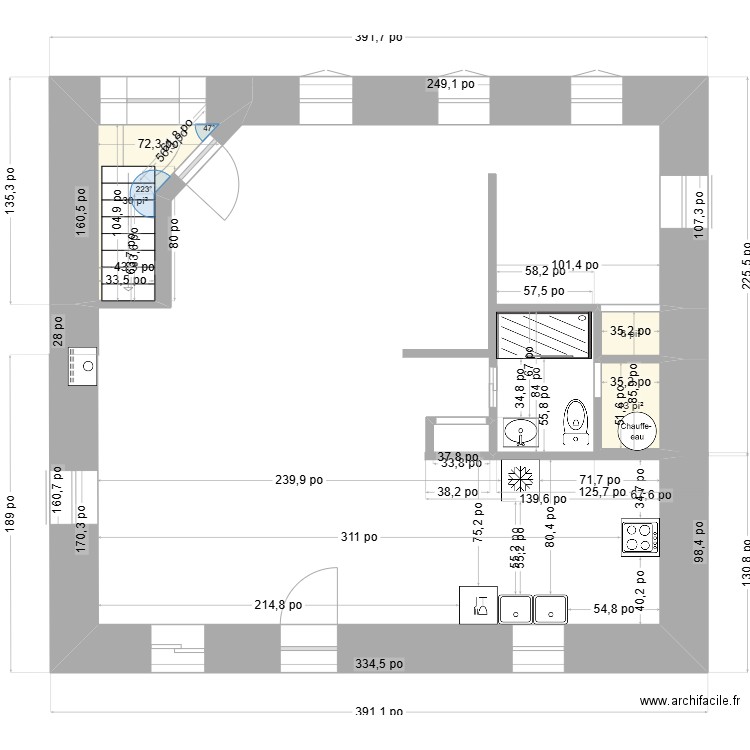 6 Saint-Edmond APRÈS. Plan de 3 pièces et 5 m2