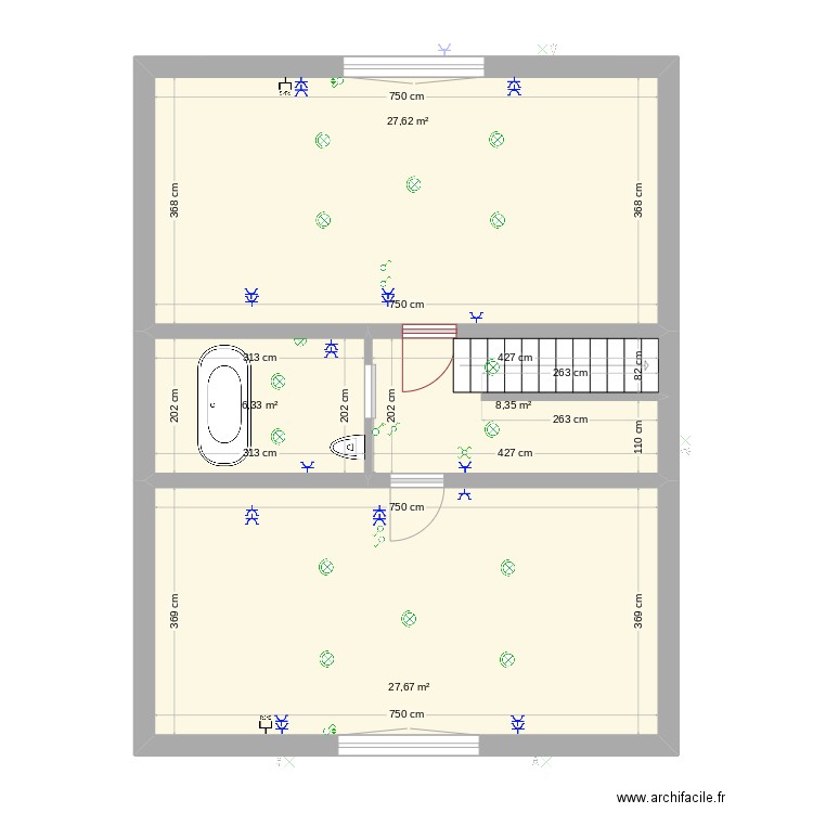 LLN - électricité. Plan de 11 pièces et 167 m2