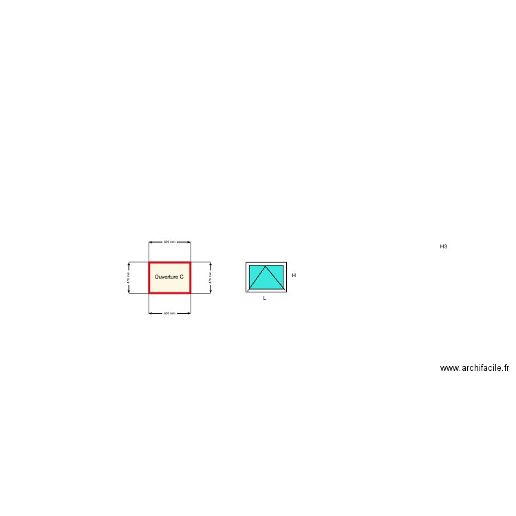 Fenetre pour Ouverture C Mesurée RZ. Plan de 1 pièce et 0 m2