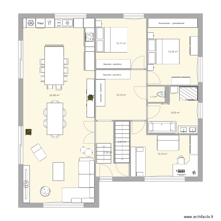 Maison Pfaffenheim plan modifié 3. Plan de 10 pièces et 115 m2