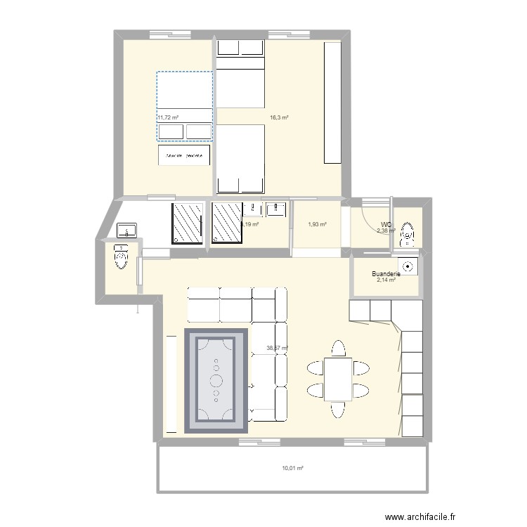 Airelles V2. Plan de 8 pièces et 86 m2