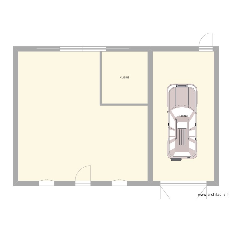 01 - RDC. Plan de 3 pièces et 114 m2