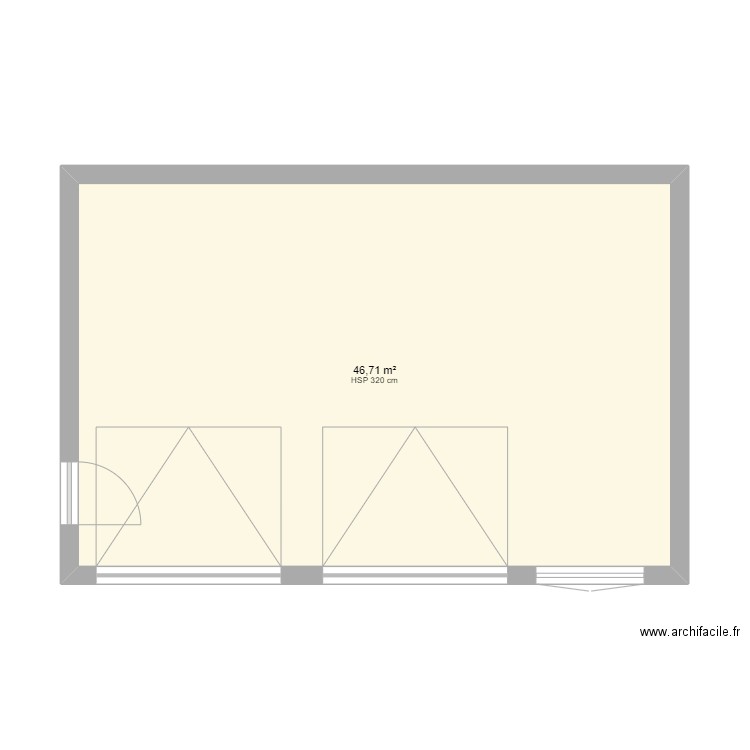 plan. Plan de 1 pièce et 47 m2