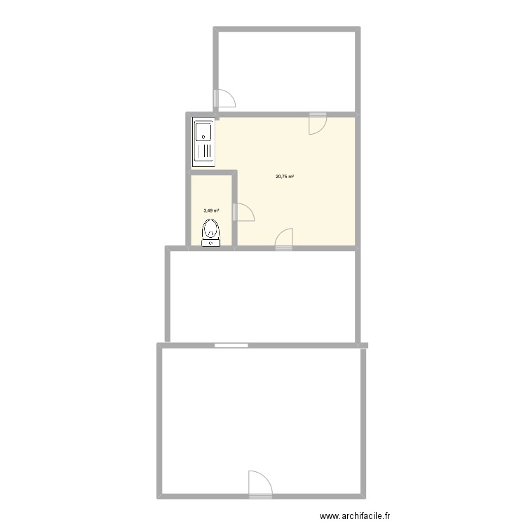 cave . Plan de 2 pièces et 24 m2