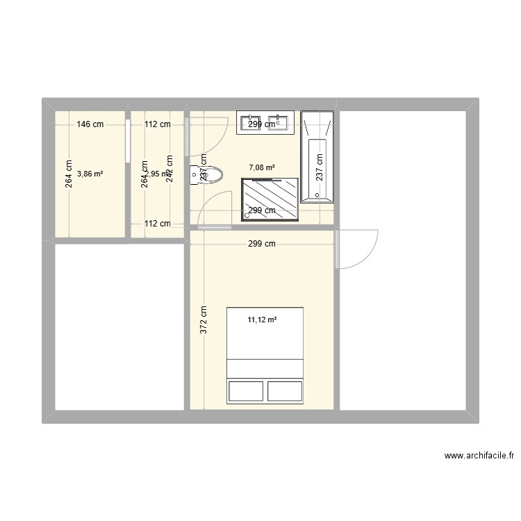 grenier v2. Plan de 4 pièces et 25 m2