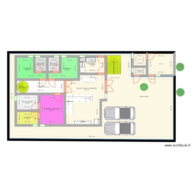 MAISON. Plan de 14 pièces et 268 m2