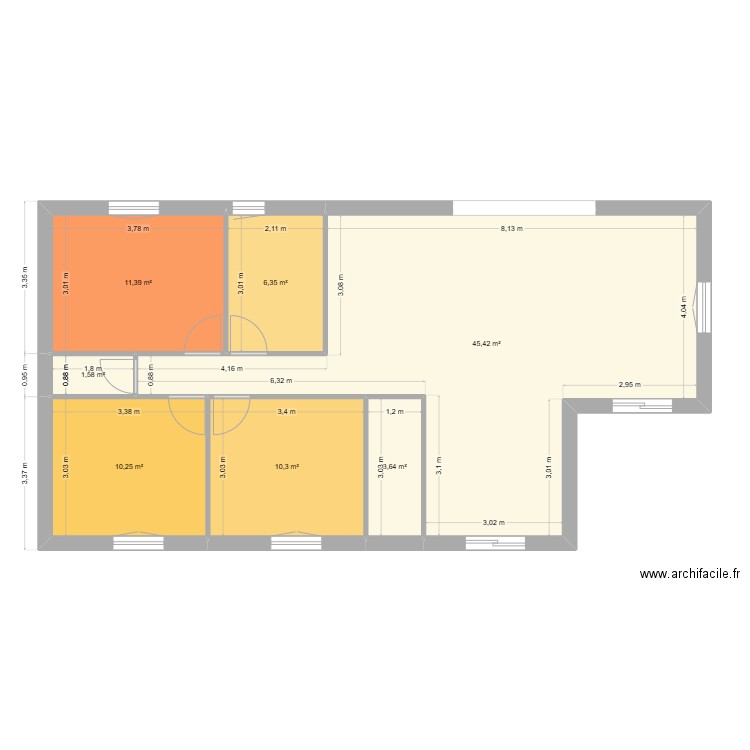 PLAN COTE. Plan de 7 pièces et 89 m2