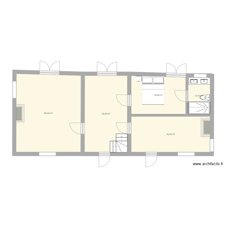 Maison sud a. Plan de 5 pièces et 71 m2