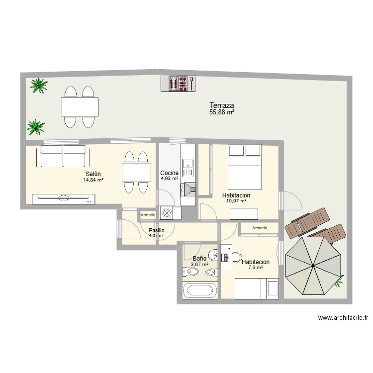 IFernández Atico. Plan de 10 pièces et 103 m2