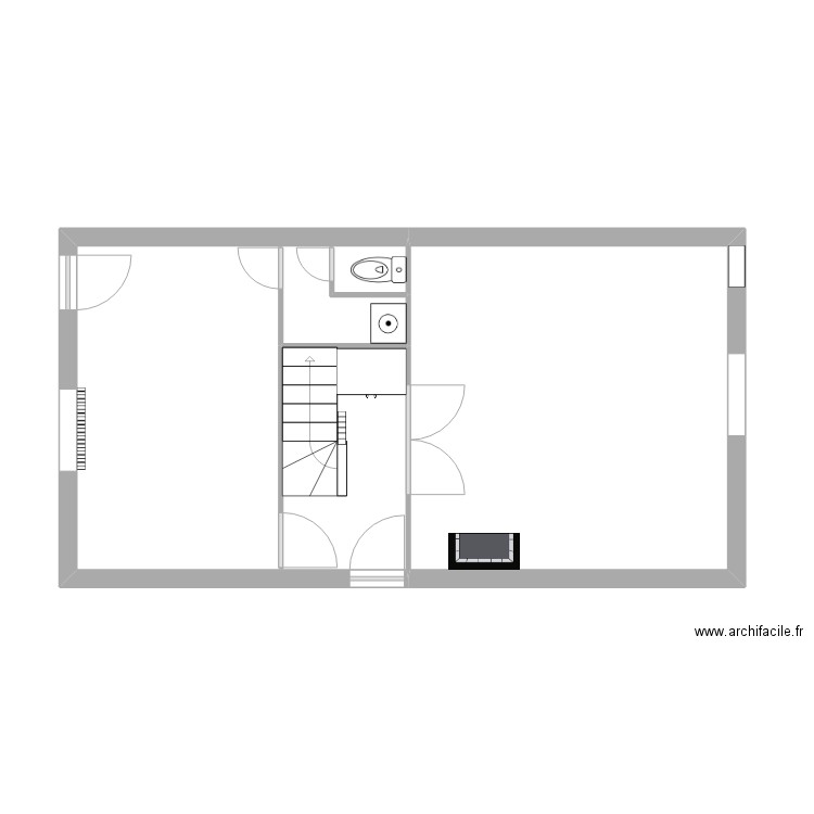 LSO rdc sans mesure. Plan de 2 pièces et 45 m2