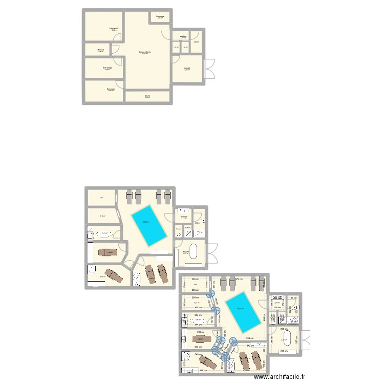 SPA. Plan de 36 pièces et 295 m2