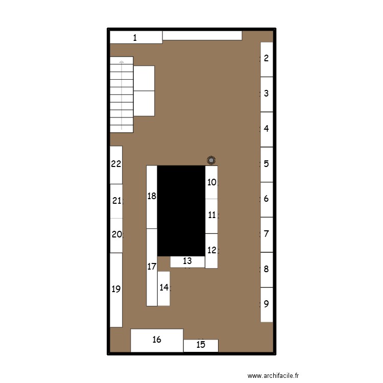 atelier. Plan de 1 pièce et 62 m2