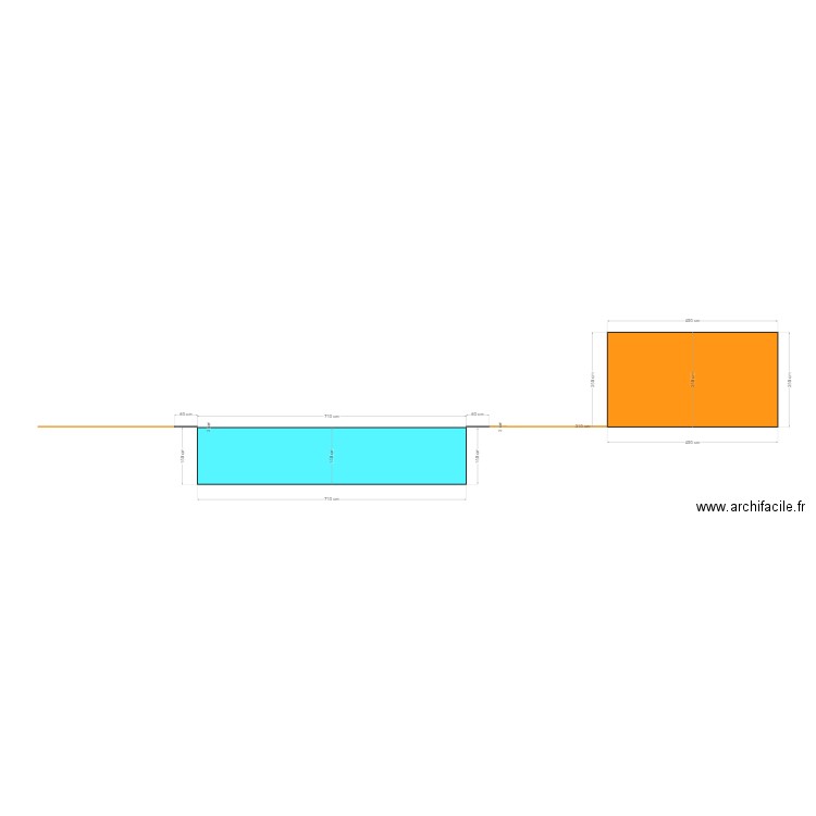 Coupe piscine longueur. Plan de 0 pièce et 0 m2