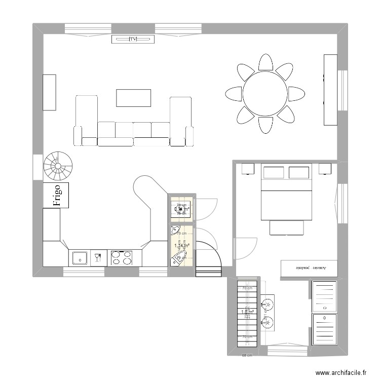 MIGNAULT. Plan de 3 pièces et 3 m2