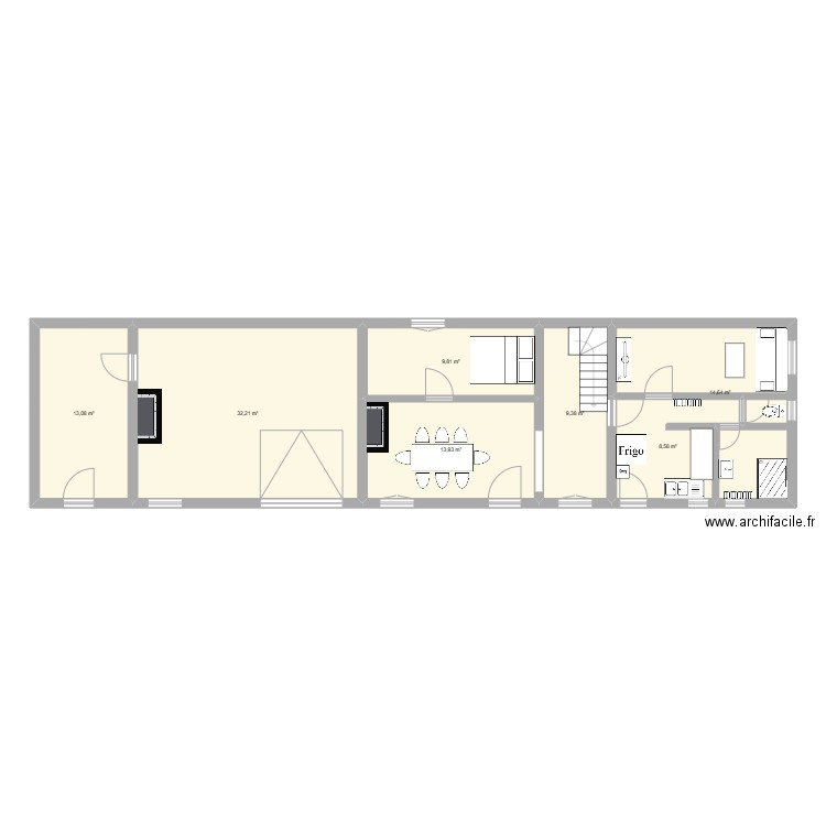 maison travaux. Plan de 7 pièces et 102 m2