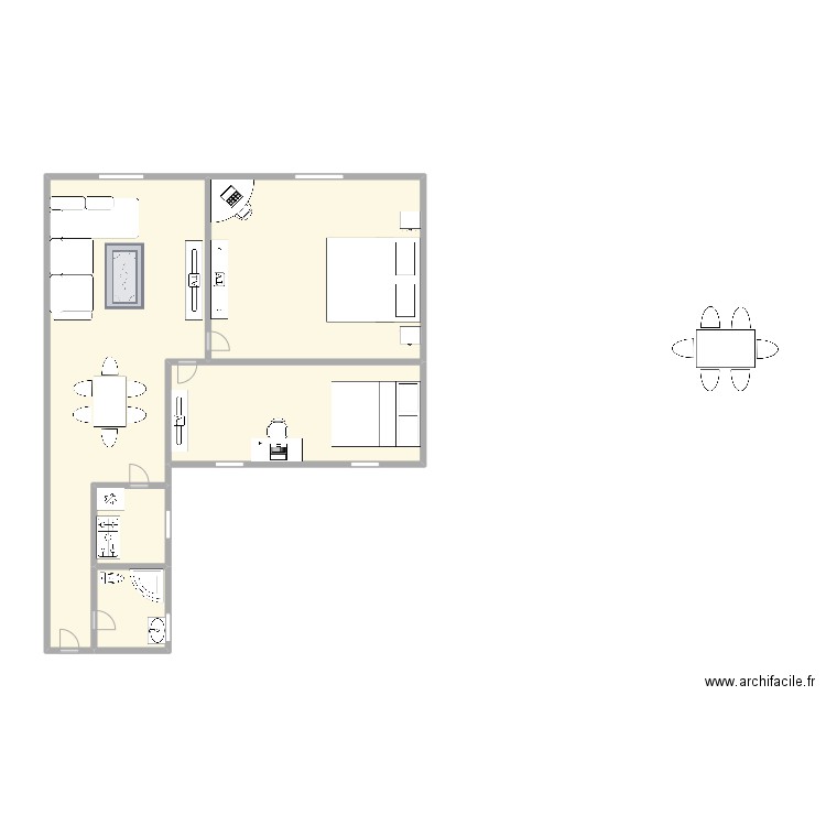 Plan - Charlot neutre. Plan de 5 pièces et 55 m2