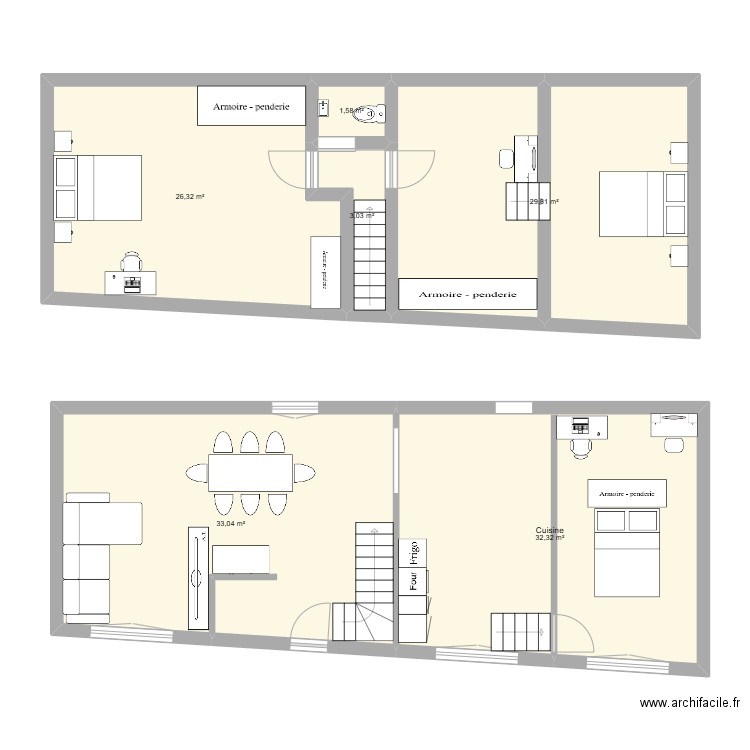 maison. Plan de 6 pièces et 126 m2