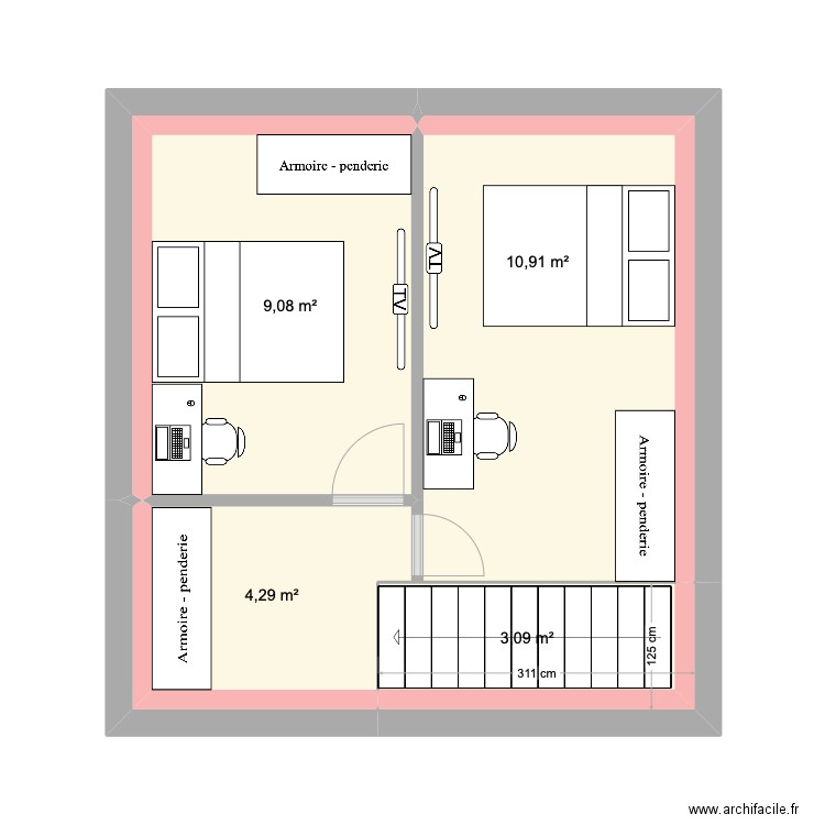 DUPLEX APPT C. Plan de 8 pièces et 28 m2