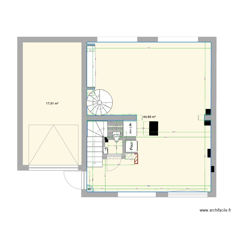 Magnolia RDC - Bloc technique. Plan de 2 pièces et 63 m2