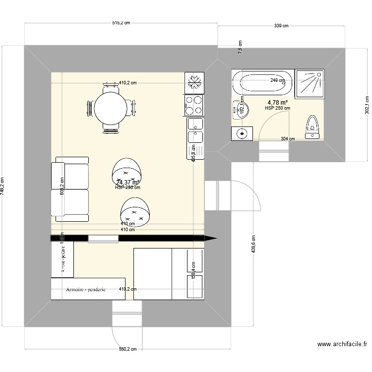 ISORA 1. Plan de 2 pièces et 29 m2