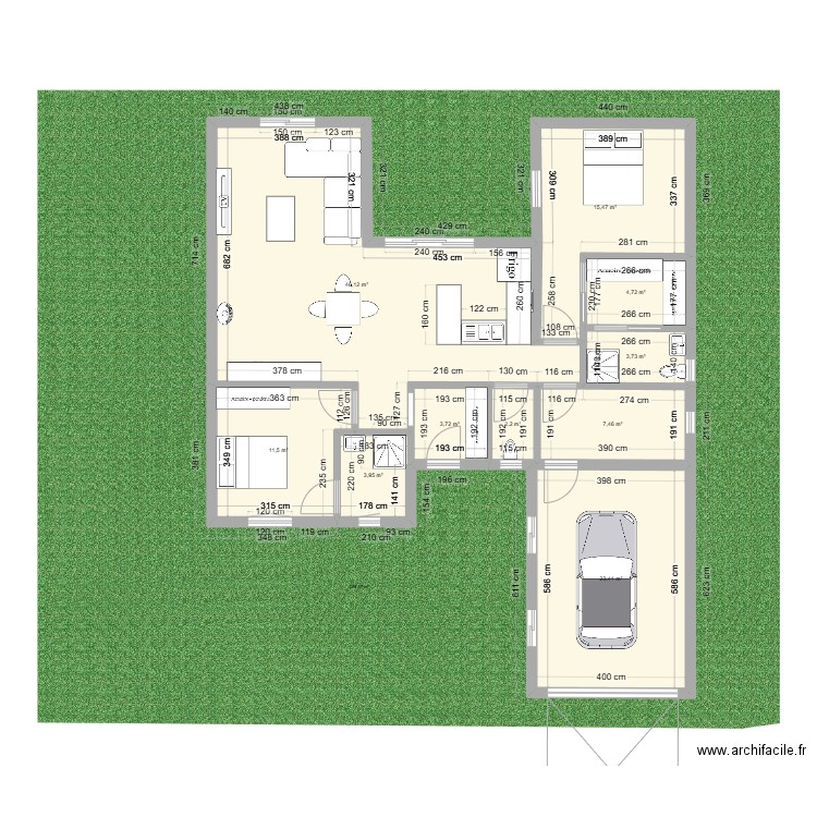 100m2 + garage 24m2 best. Plan de 10 pièces et 122 m2