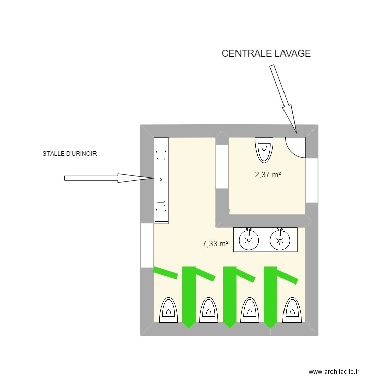 WC projet 2025. Plan de 2 pièces et 10 m2