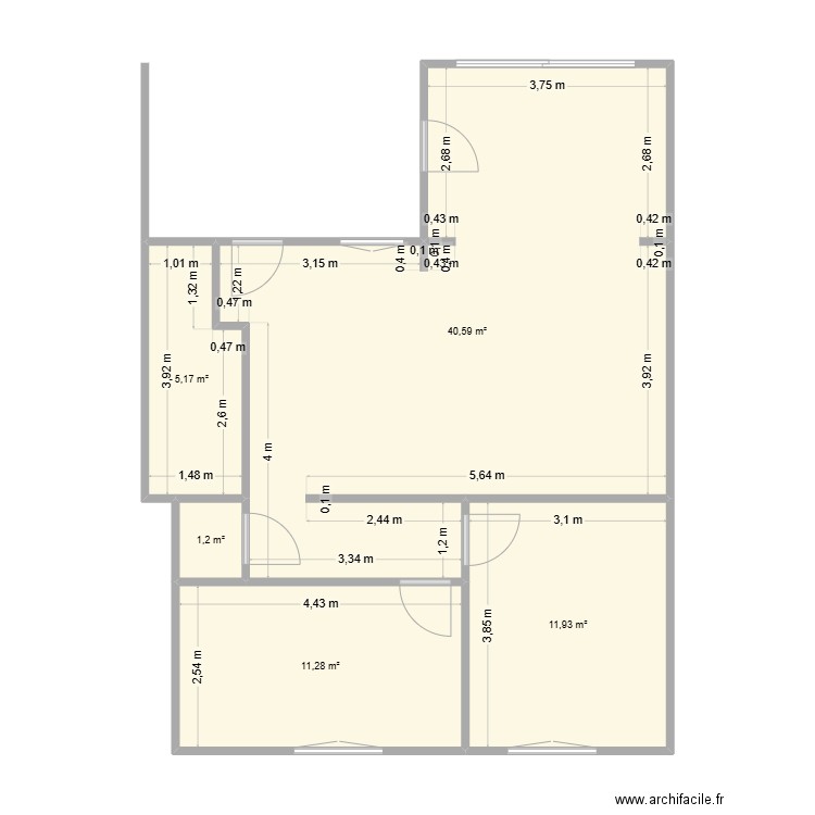 Chloé. Plan de 5 pièces et 70 m2