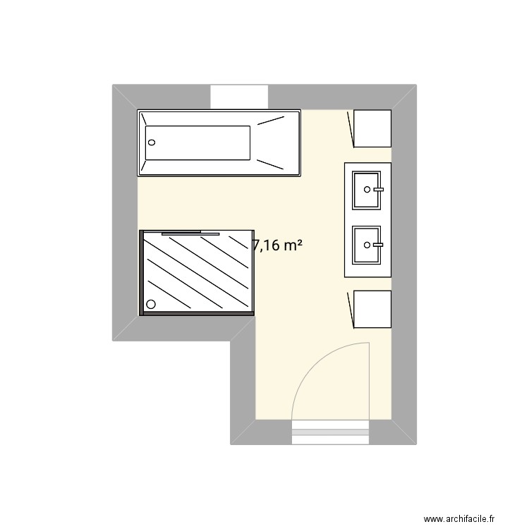 salle de bain. Plan de 1 pièce et 7 m2