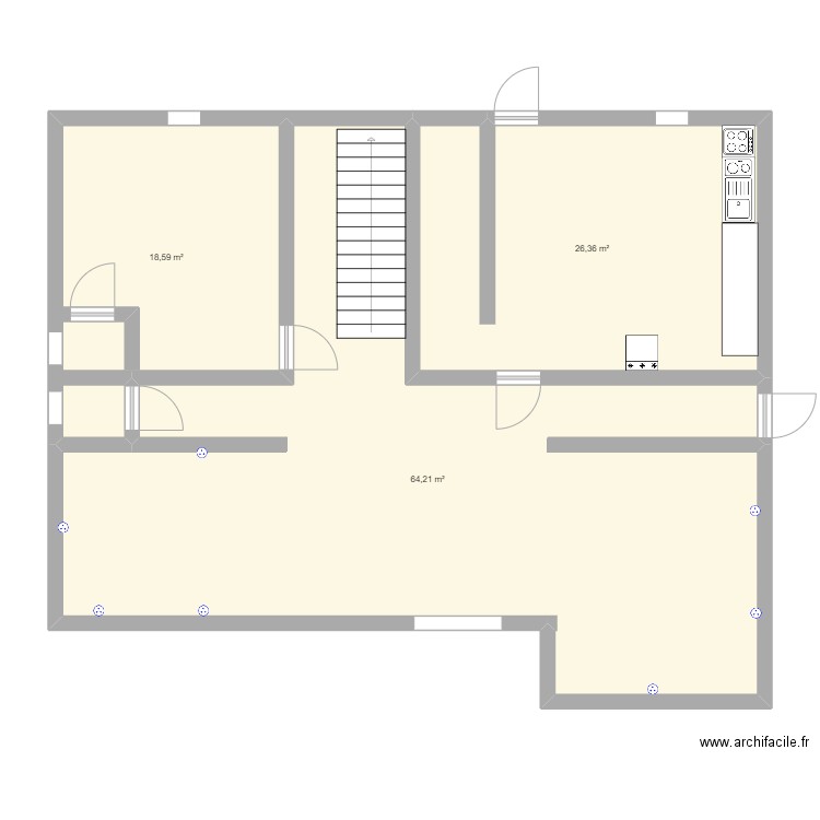 croquis. Plan de 3 pièces et 109 m2