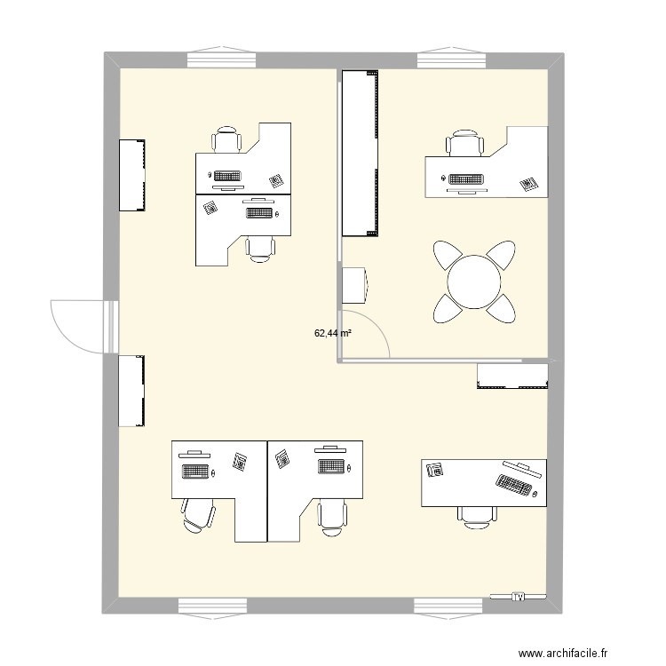 Open space chef Sud Ouest 1. Plan de 1 pièce et 62 m2