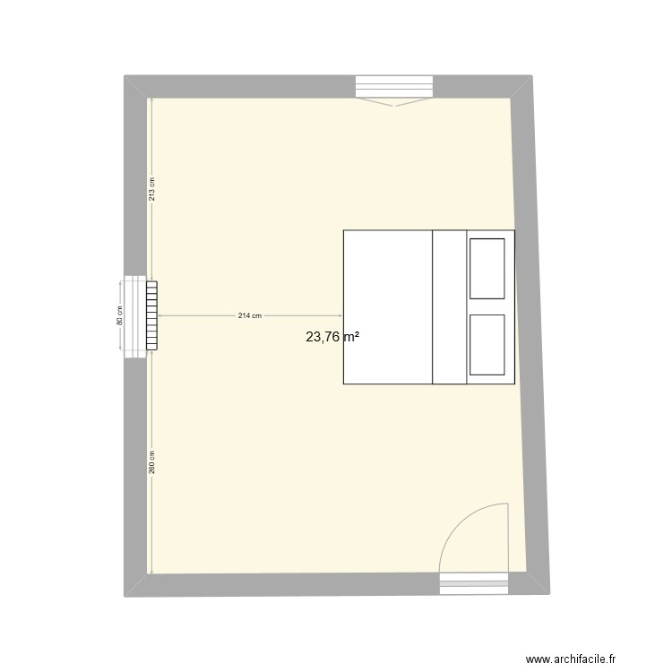 CHAMBRE 1 PLACARDS DIM TOTALES. Plan de 1 pièce et 24 m2