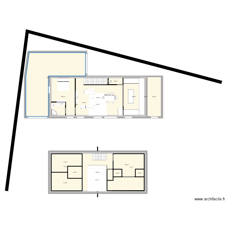 RDC. Plan de 19 pièces et 286 m2