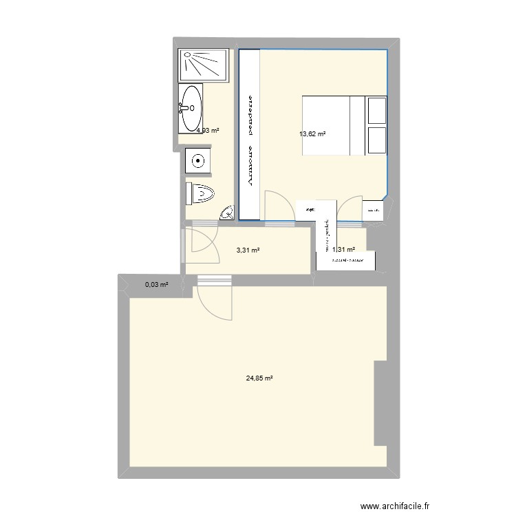 Dautancourt 1. Plan de 6 pièces et 48 m2