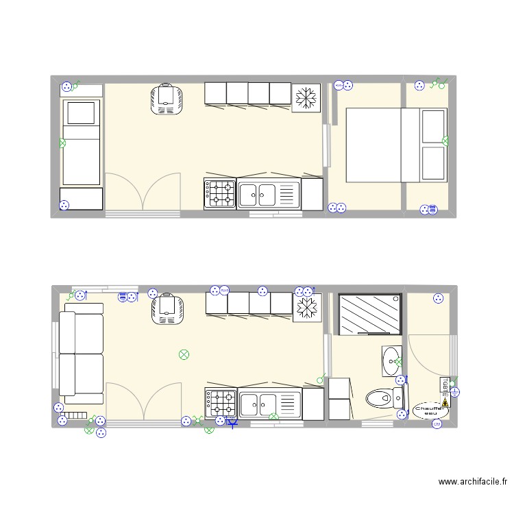 Cottage Boheme. Plan de 71 pièces et 179 m2